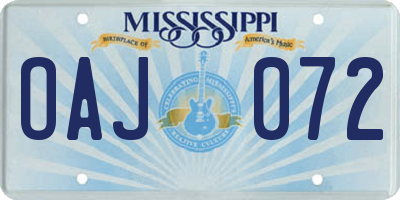 MS license plate OAJ072