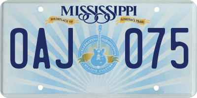 MS license plate OAJ075