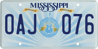 MS license plate OAJ076