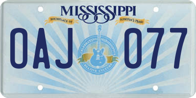 MS license plate OAJ077