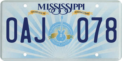 MS license plate OAJ078