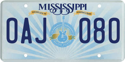 MS license plate OAJ080