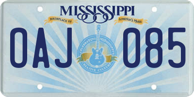 MS license plate OAJ085
