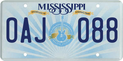 MS license plate OAJ088