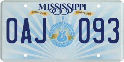 MS license plate OAJ093