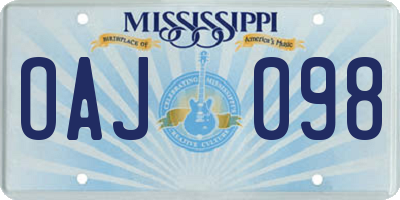 MS license plate OAJ098