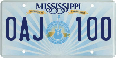 MS license plate OAJ100