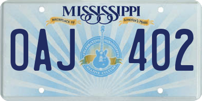 MS license plate OAJ402