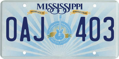 MS license plate OAJ403