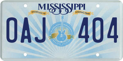 MS license plate OAJ404