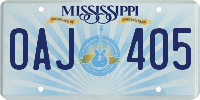 MS license plate OAJ405