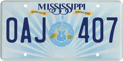 MS license plate OAJ407