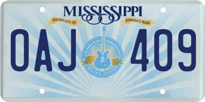 MS license plate OAJ409