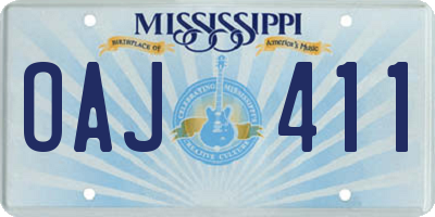 MS license plate OAJ411