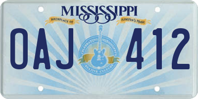 MS license plate OAJ412