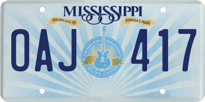 MS license plate OAJ417