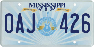 MS license plate OAJ426