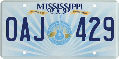 MS license plate OAJ429