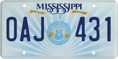 MS license plate OAJ431