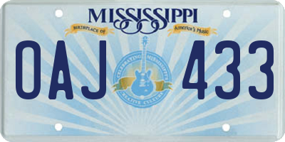 MS license plate OAJ433
