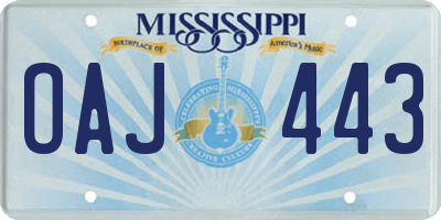 MS license plate OAJ443