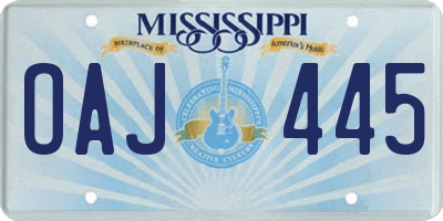 MS license plate OAJ445