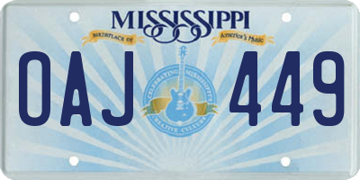 MS license plate OAJ449