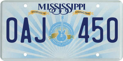 MS license plate OAJ450