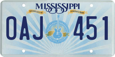 MS license plate OAJ451