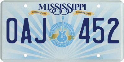 MS license plate OAJ452