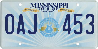 MS license plate OAJ453