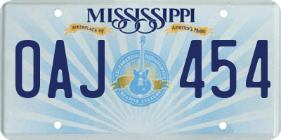 MS license plate OAJ454
