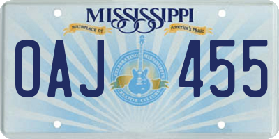 MS license plate OAJ455