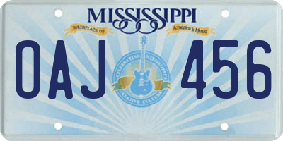 MS license plate OAJ456