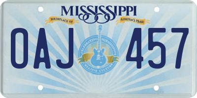 MS license plate OAJ457