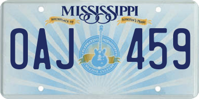 MS license plate OAJ459