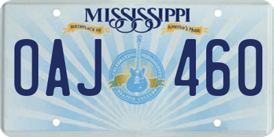 MS license plate OAJ460