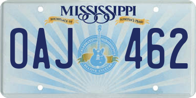 MS license plate OAJ462