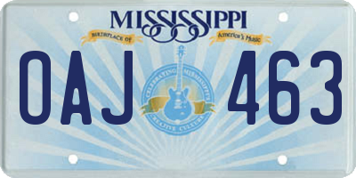 MS license plate OAJ463