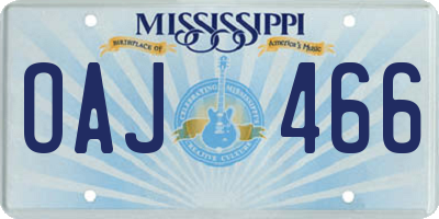 MS license plate OAJ466