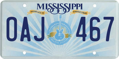 MS license plate OAJ467