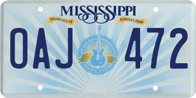 MS license plate OAJ472