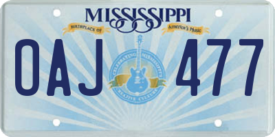 MS license plate OAJ477
