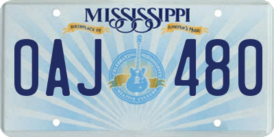 MS license plate OAJ480