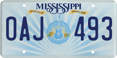 MS license plate OAJ493