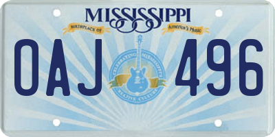 MS license plate OAJ496
