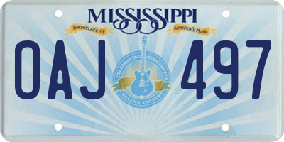 MS license plate OAJ497