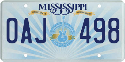 MS license plate OAJ498
