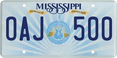 MS license plate OAJ500