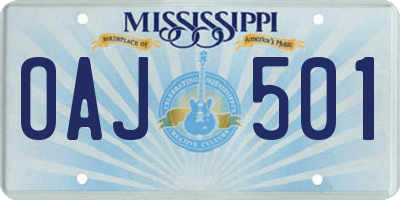 MS license plate OAJ501
